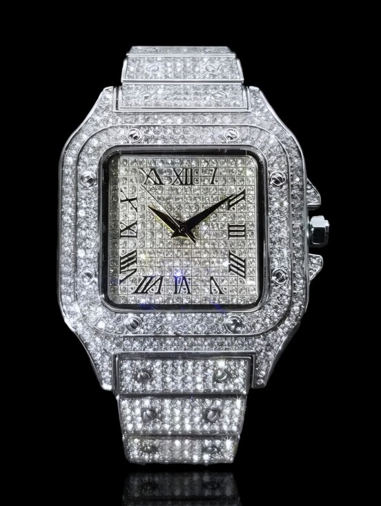 Ice Cartell Accessories - Iced Out VVS Square Roman Dial Gold | Stainless Steel Bust Down Watch (NWOT)
